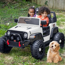 2 Seater Ride on Toy Car for Kids, 24V 4x4 Ride-on Truck Kids Electric Car w/Remote Control, 4x200W Motors - White by TinyTreasures Baby Boutique