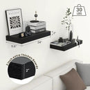 Deep Floating Shelves for Wall, 24W x 12D Black Floating Shelves Set of 2, 12'' Deep Large Wood Shelves for Living Room Bathroom Laundry Room Bedroom Kitchen Home Office - Black by CozyNest Decor