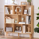 LEYAOYAO Wooden 8 Cube Book Shelf, Natural 3 Tier Bookshelf with Legs, Modern Open Storage Organizer,Boho Bookcase,Display Cabinet Shelf Free Standing Bookshelves for Bedroom,Living Room,Office by CozyNest Decor