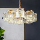 30.3“ Gold Semi Flush Mount Ceiling Light Fixtures, 8-Light Gold Modern Crystal Chandelier Height Adjustable Pendant Lighting for Bedroom Entryway Hallway Kitchen Island Living Room Foyer by CozyNest Decor