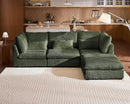 Oversized Modular Sofa, Extra Deep Cloud Corduroy Sectional Couch with Ottoman Chaise, Fluffy Chenille 4 Seat L-Shaped Sofa for Living Room, Villa (L Shape 4 Seater, Corduroy Green) by CozyNest Decor