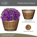 Classic Home & Garden Whiskey Barrel Planters - Wooden Finish Flower Planter Pot - Decorative Garden Pots - Indoor & Outdoor Resin Planters - Weather-Resistant Planting Pots (15” Oak Brown, Pack Of 1) by CozyNest Decor
