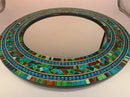 Mosaic Mirror, Wall Art Décor – Handcrafted Decorative Wall Mirror, Autumn Green, Deep Blue, and Brown Round Mosaic by CozyNest Decor