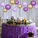 Paper Lanterns Decorative, Purple Lavender Gold Hanging Round Chinese Lanterns with Lights for Graduation Bachelorette Theme Birthday Party 12 LED Light Pack of 12 by CozyNest Decor