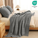 PHF 100% Cotton Waffle Weave Throw Blanket, Soft Lightweight Breathable Cozy Summer Throws for Couch Bed Sofa, Luxury Aesthetic Woven Blanket for Home Decor & Office, 50"x60", Dark Grey by CozyNest Decor