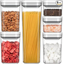 MR.SIGA 6 Piece Airtight Food Storage Container Set, BPA Free Kitchen Pantry Organization Canisters, One-handed Kitchen Storage Containers for Cereal, Spaghetti, Pasta, White by CozyNest Decor