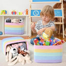 Shelf Baskets for Organizing, Woven Storage Basket for Shelves，Cotton Rope Storage Bins for Toys Books, Nursery Towel Baskets for Classroom, 14.96"X9.8"X8.85", 3-Pack Pastel Rainbow by CozyNest Decor