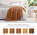 Amélie Home Faux Fur Throw Blanket for Couch, Cozy Fuzzy Fluffy Fur Luxurious Soft Striped Plush Gift Blankets for Family Sofa Chair Bed Living Room Bedroom, 55"x70", Brown by CozyNest Decor