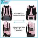 NEW TILAMI Girls & Boys Rolling Backpack - Moisture-Wicking, Adjustable Handle, Large Capacity, Perfect for School & Travel, Pink Flowers by TinyTreasures Baby Boutique