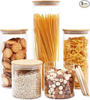 Glass Food Storage Jars, Glass Jars with Bamboo Lids, Kitchen Storage Jars, Canisters with Airtight Lids for Spice, Coffee, Cookie, Set of 5, Pantry Organizers by CozyNest Decor