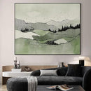 SIGNWIN 60"x72" Extra Large Framed Wall Art Green Line Art Mountain Landscape Illustration for Home Living Room Bedroom Decor (Frame Assembly Required) by CozyNest Decor
