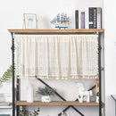 Sutuo Home Boho Sheer Curtain Valance Crochet Lace with Bohemian Hollow Knitted Handmade Tassels, Short Rustic Window Treatment for Kitchen Cafe, Rod Pocket, 1 Panel 59" W x 18" L, Beige by CozyNest Decor