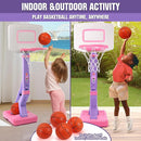 Super Joy Toddler Girl Basketball Hoop - Adjustable Kids Ball Hoop Set for Indoor - Portable Pink Mini Basketball Goal Outdoor Outside Pool Sport Toys Gifts for Baby Boys Age 1-3 2-4 3-5 by TinyTreasures Baby Boutique