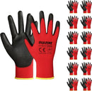 DULFINE Safety Work Gloves PU Coated-12 Pairs,Red Seamless Knit Glove with Polyurethane Coated Smooth Grip on Palm & Fingers, for Men and Women, Ideal for General Duty Work (Small) by GreenHaven Gardens