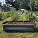 1 Pack 8x3x1.5FT Galvanized Raised Garden Bed Kit Oval Metal Ground Planter Box Outdoor Bottomless Planter Raised Beds for Vegetables Flowers Herbs Fruits, Gray by CozyNest Decor