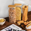 71oz Rectangle Airtight Glass Storage Containers with Bamboo Lids (Set of 3), Square Food Storage Jar, Pantry Organizers for Sugar, Flour, Spaghetti and Coffee beans (‎with Black Lable) by CozyNest Decor