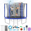 Upgraded 10/12/14/15/16FT Trampoline Outdoor, Large Kids Trampoline with Light, Stakes, Sprinkler, Backyard Trampoline with Basketball Hoop and Net, Capacity for 4-6 Kids and Adults by TinyTreasures Baby Boutique