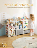 Kids Bookshelf and Toy Storage, Large 3 Tier Book Shelf for Kids Rooms, Sling Baby Bookcase with Stuffed Animal Storage, Toddler Montessori Bookshelf for Nursery, Playroom, Kindergarten by TinyTreasures Baby Boutique