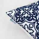 HWY 50 Navy Blue Decorative Throw Pillow Covers 18x18 Inch, Pack of 2 Embroidered Cotton Farmhouse Cushion Cover Pillow Case for Sofa Couch Living Room Bed Bedroon, Modern Pattern by CozyNest Decor