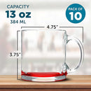 Libbey Clear Glass Coffee Mugs 13 oz. Set of 10, Bulk Pack - Perfect for Coffee, Tea, Espresso, Hot Cocoa, Other Beverages - Red Bottom by TinyTreasures Baby Boutique