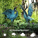 Natelf Garden Crane Sculptures & Statues, Blue Heron Decor Outdoor Large Bird Yard Art, Standing Metal Herons Lawn Ornaments for Home Patio Porch Backyard Decorations(Set of 2) by GreenHaven Gardens