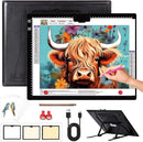 Rechargeable A3(16.73"x13.5") Light Pad for Diamond Painting,Tracing Light Box with Stand/Clip/Magnet,3 Colors and 6 Levels of Brightness Light Board for Artists,Drawing,Sketching,Animation,Tracing by TinyTreasures Baby Boutique