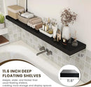 Black Floating Shelves for Wall - 72 Inch Wide x 12 Inch Deep Wall Shelves Set of 1 - Rustic Black Wood Shelves for Living Room, Bathroom, Laundry Room, Bedroom, Kitchen, Home Office by CozyNest Decor