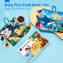 hahaland Baby Toys 0-6 Months - Crinkle Books for Babies 2PCS, Cloth Texture Tails Sensory Book 6-12 Months - Soft, Tummy Time, Montessori Toys 3 4 5 Month Newborn Twin Boys Gifts Travel Infant Toy by TinyTreasures Baby Boutique