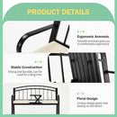 AVAWING Outdoor Metal Garden Bench, 2-Seat Patio Porch Bench with Steel Frame, Park Bench w/Pullout Middle Table＆ Cushion for Backyard Lawn Deck Entryway, Black by CozyNest Decor