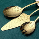Gold Serving Utensils, OGORI 8-Piece Polished Stainless Steel Flatware Silverware Set Include Serving Spoon, Slotted Spoon, Cake Server, Soup Ladle, Fork, Salad Fork, Butter Knife, Serving Tong by CozyNest Decor