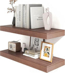 Deep Floating Shelves for Wall | 12 Inch Deep Floating Shelves 30 Inches Long Set of 2 | Rustic Walnut Floating Shelves for Living Room Bathroom Laundry Room Bedroom Kitchen Home Office by CozyNest Decor