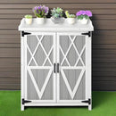 Outdoor Cabinet with Metal Tabletop Garden Potting Bench Table - Outdoor Garden Patio Wooden Storage Cabinet with Adjustable Shelf, Wooden Storage Cabinets, Weatherproof for Garden Patio Lawn by GreenHaven Gardens