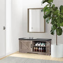 2-Tier Storage Bench, Shoe Bench with Padded Seat Cushion, Entryway Bench with 2 Barn Doors, Adjustable Shelf, 13.8" D x 39.4" W x 17.7" H, for Entryway, Living Room, Bedroom, Greige by CozyNest Decor