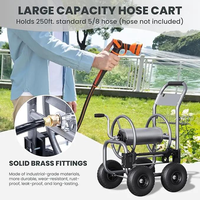 Giraffe Tools Hose Reel Cart, Hose Cart with Wheels Heavy Duty, Industrial Hose Reels for Outside, 250-Feet of 5/8" Hose Capacity, Hose Guide Pre-Installed, photo 8 of 8