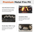 Red Mountain Valley 47" Outdoor Fire Pit with Adjustable Grill, 2-in-1 Metal Outdoor Fireplaces, Large Patio Wood Burning Fire Pits for Outside, Ideal for Backyard, Patio, Party by GreenHaven Gardens
