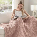 Esterra Chunky Knit Throw Blanket Newly Upgraded Heavy Tighter Version, Handmade Chenille Throw Super Soft, Thick Yarn Cable Knit Crochet Throw Blanket for Couch Bed Sofa, 50" x60, Coral Pink by CozyNest Decor