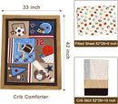 Wowelife Sports Crib Bedding Set for Boys, Premium 3-Piece Baby Bedding Set Brown Football Basketball Rugby Crib Bed Set Baseball Soft with Crib Comforter, Skirt and Sheet, Brown by TinyTreasures Baby Boutique