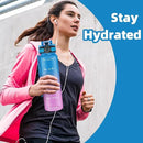 OLDLEY 32 oz Water Bottle, Motivational Water Bottle with Time Marker, Sports Water Bottle With Strap, Leakproof & BPA Free Large Water Bottles for School, Gym, Travel, Outdoor, Tritan,Blue&Purple by CozyNest Decor