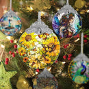 Stained Glass Suncatcher, Jocidea Sunflower and Butterfly Decor, Christmas Ornament, Holidays Ornaments, Christmas Tree Ornament, Sunflower and Butterfly Gifts by GreenHaven Gardens