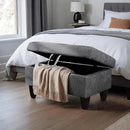 Ottoman Rectangular Storage Ottoman Bench, Flannel Footrest Stool Footstool with Lid for Living Room, Bedroom, Entryway, Black Gray, 28.5"x19"x17.5" by CozyNest Decor