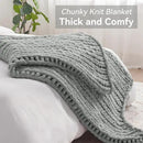 Chunky Knit Throw Blanket, 50''*60'' Knitted Throw Chenille Yarn for Bed Couch, Handmade Light Grey Crochet Big Thick Blanket, Machine Washable Cute Comfy Blanket for Home Decor by CozyNest Decor