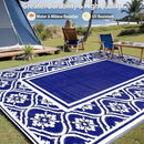 Outdoor Rug 8x10 Patio Waterproof Mat Camping Carpet Outside Area Rug Reversible Light Blue Rugs for RV Deck Entryance Porch Picnic Balcony Beach by GreenHaven Gardens