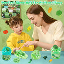 6 Packs Gradient Green Slime Kit - Cloud Butter Clear Slime, Crunchy Slimes for Kids with Various Slime Add-ins, Non Sticky Slimes Party Favors for Girls and Boys by TinyTreasures Baby Boutique