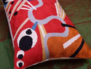 Lumbar Kandinsky Red Modern Throw Pillow Cover in Flow | Red Abstract Pillowcase | Modern Couch Pillow Contemporary | Outdoor Pillow | Mid Century Chair Cushions | Hand Embroidered Wool Size 14x20 by CozyNest Decor