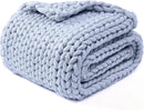 YnM Chunky Throw Blanket, Medium-Weight, Hand Knitted, Skin Friendly, Ventilated and Breathable, Machine Washable, Home Décor Piece for Couch, Sofa and Bed (Atlantis Blue, 50x70 Inch) by CozyNest Decor