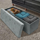 Sorbus Storage Ottoman Bench – Collapsible/Folding Bench Chest with Cover – Perfect Toy and Shoe Chest, Hope Chest, Pouffe Ottoman, Seat, Foot Rest, – Contemporary Faux Suede (Gray) by CozyNest Decor
