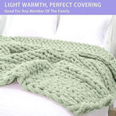Bigacogo Chunky Knit Throw Blanket for Couch, 51x63 inches, 100% Hand Knitted with Thick Jumbo Chenille Yarn, Cozy Soft Large Rope Knot Cable Crochet Blankets for Sofa Bed Living Room, Sage Green by CozyNest Decor