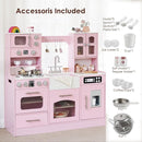 Wooden Play Kitchen for Toddlers and Kids with Lights & Sounds, Large Interactive Pretend Play Set with Ice Maker, Stove, Sink, Oven, 12 Accessories - Ages 3-8 by TinyTreasures Baby Boutique