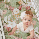 Brandream Crib Bedding Sets for Girls Garden Floral Nursery Set 3-Piece | Ruffled Baby Comforter, Crib Sheet and Tulle Lace Crib Bed Skirt, Green White by TinyTreasures Baby Boutique