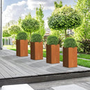 Modern Cor Ten Steel Planter – 28” Tall Planters with Removable Insert Shelf | Heavy-Duty Rust-Resistant Metal Planter Box for Patio, Porch & Garden (14x14x28in) by CozyNest Decor